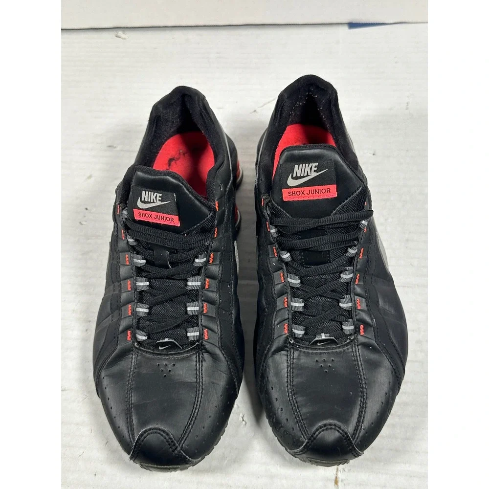 Nike Shox Junior Black Metallic Silver Red Running Shoes 454339-016 Womens 9.5